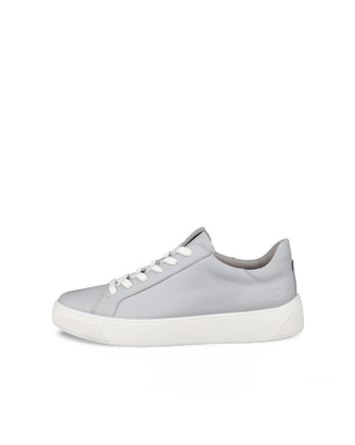 Women's ECCO® Street Tray Leather Sneaker - Grey - Outside