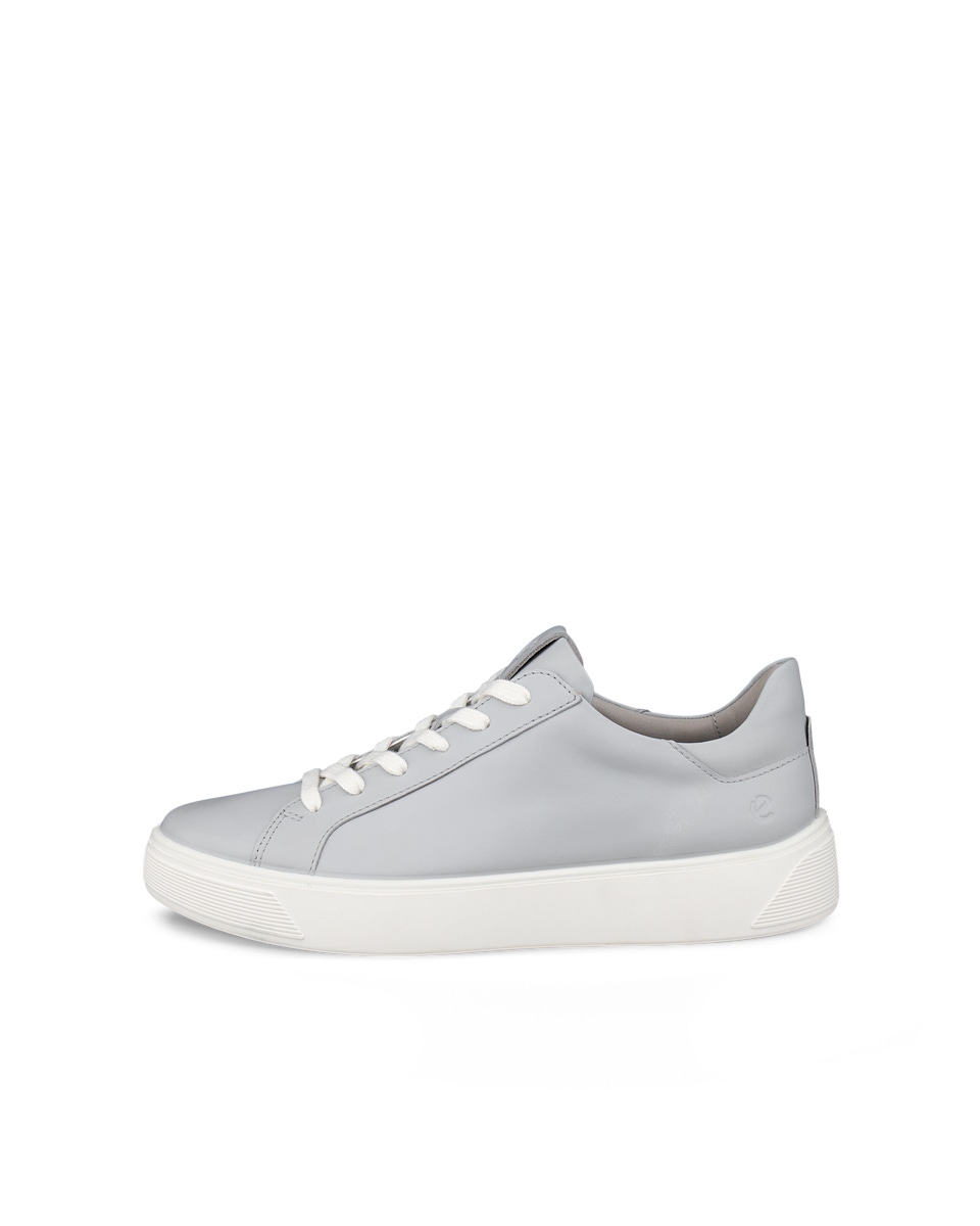 Women s ECCO Street Tray Leather Sneaker Grey