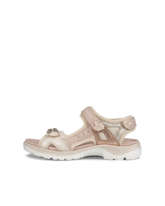 Women's ECCO® Offroad Leather Hiking Sandal - Beige - Outside