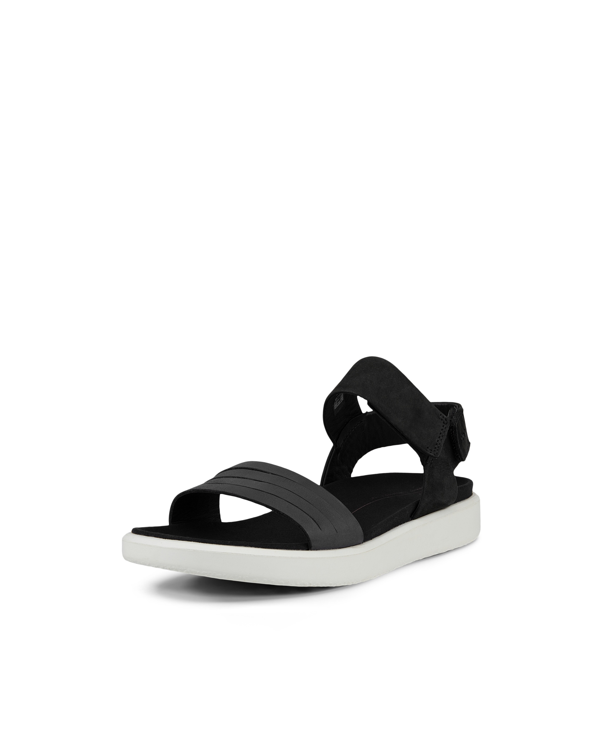 Women's ECCO® Flowt Leather Flat Sandal - Black - Main