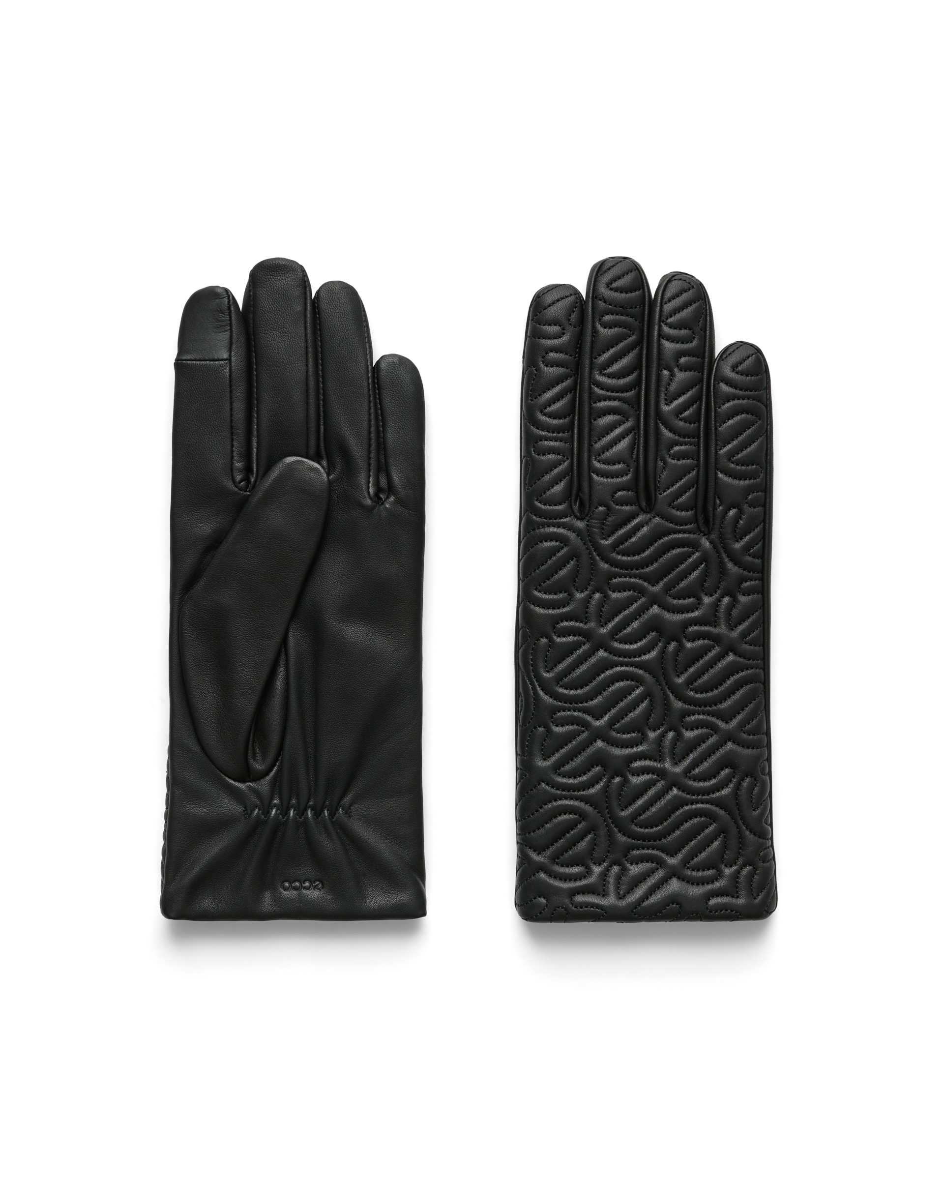 ECCO Womens Quilted Gloves - Black - Main