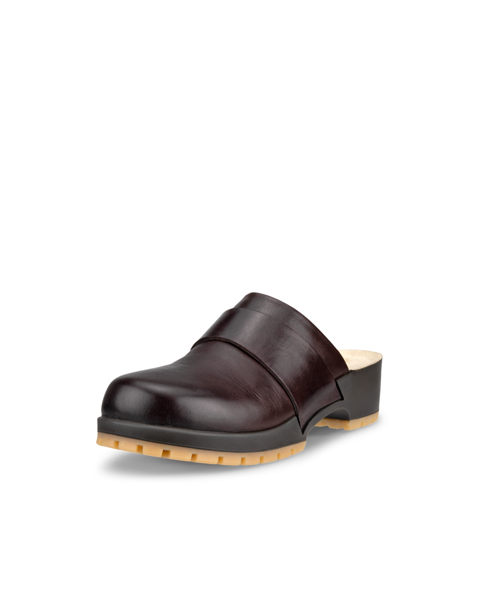 ECCO Women's Leather Comfort Clogs - Brown - Main