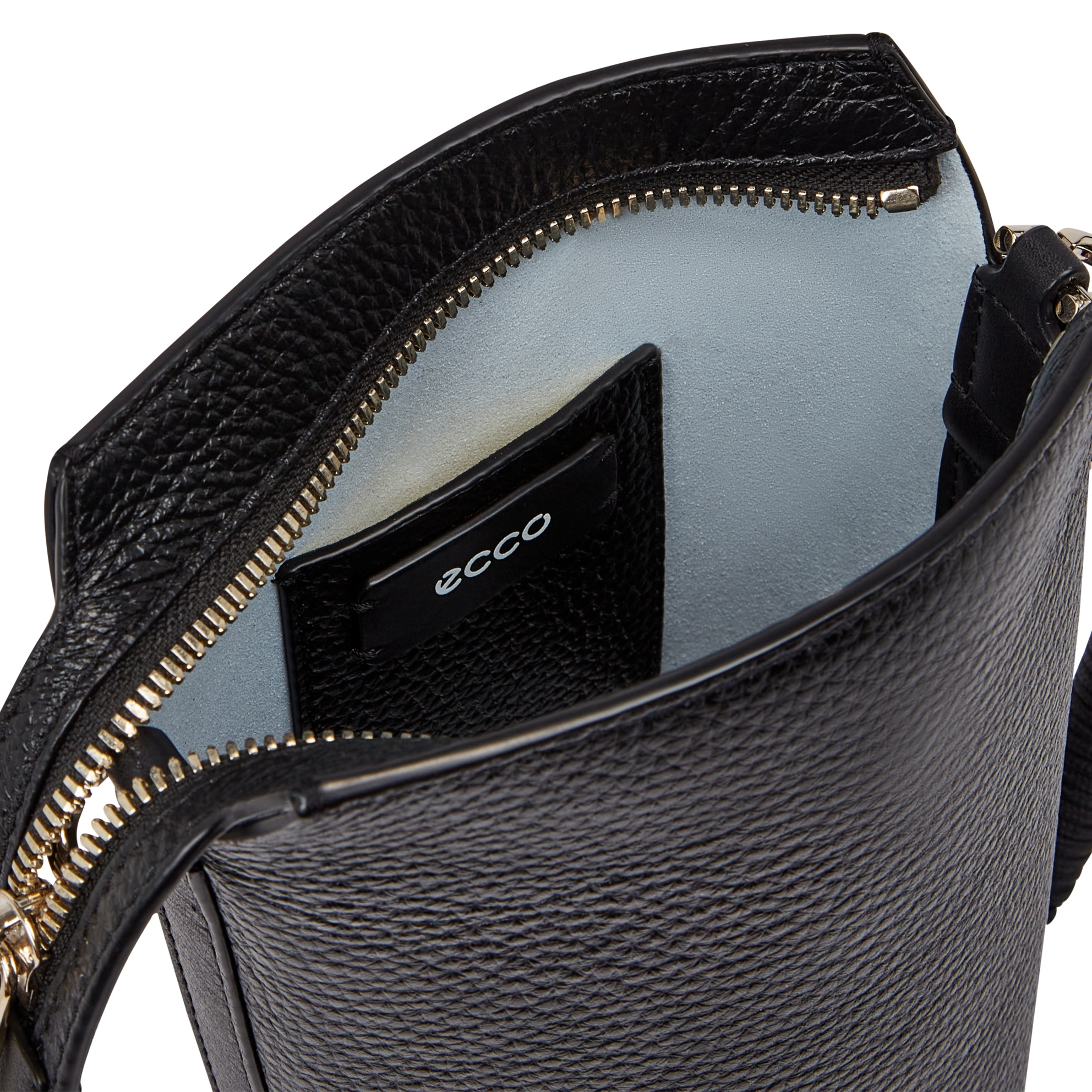 ECCO® Oversized Pot Leather Crossbody Bag - Black - Inside