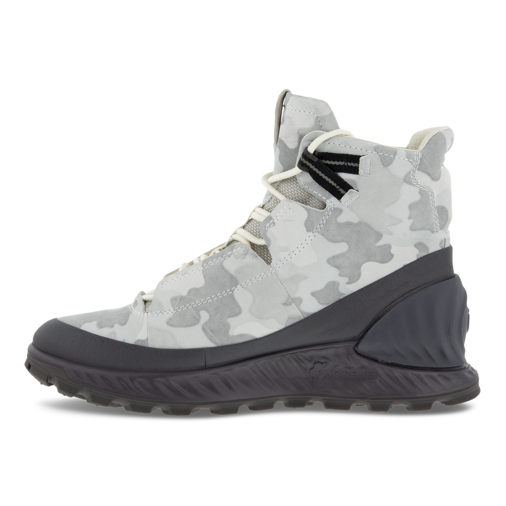 Men's ECCO® Exostrike Leather Sneaker Boot - Grey - Inside