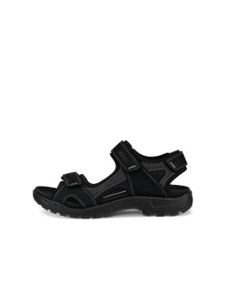 Men's ECCO® Onroads Nubuck Outdoor Sandal - Black - Outside