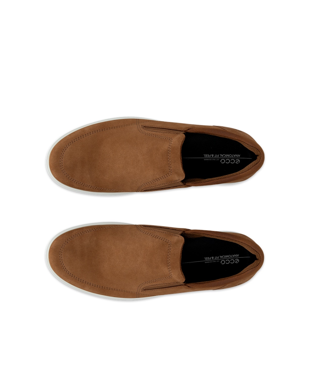 Men's ECCO® Classic Nubuck Slip-On - Brown - Top left pair