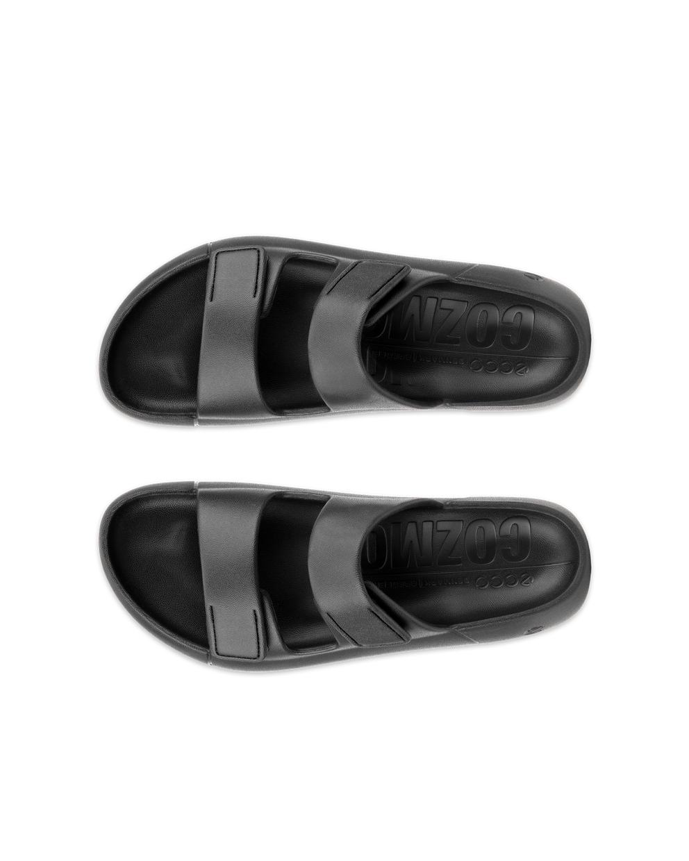 Unisex ECCO® Cozmo E Two Strap Sandal - Black - Top left pair