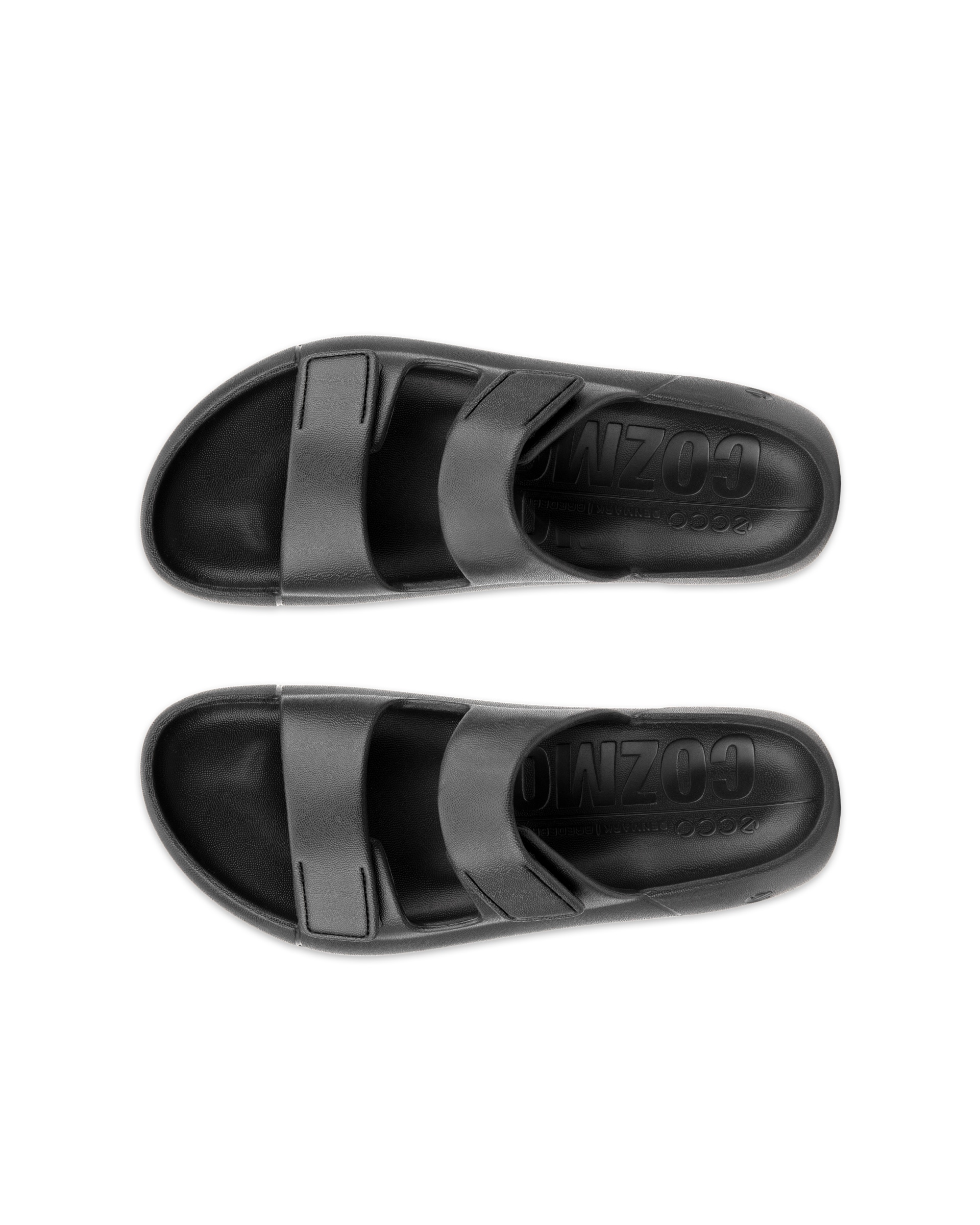 Unisex ECCO® Cozmo E Two-Strap Sandal - Black - Top left pair