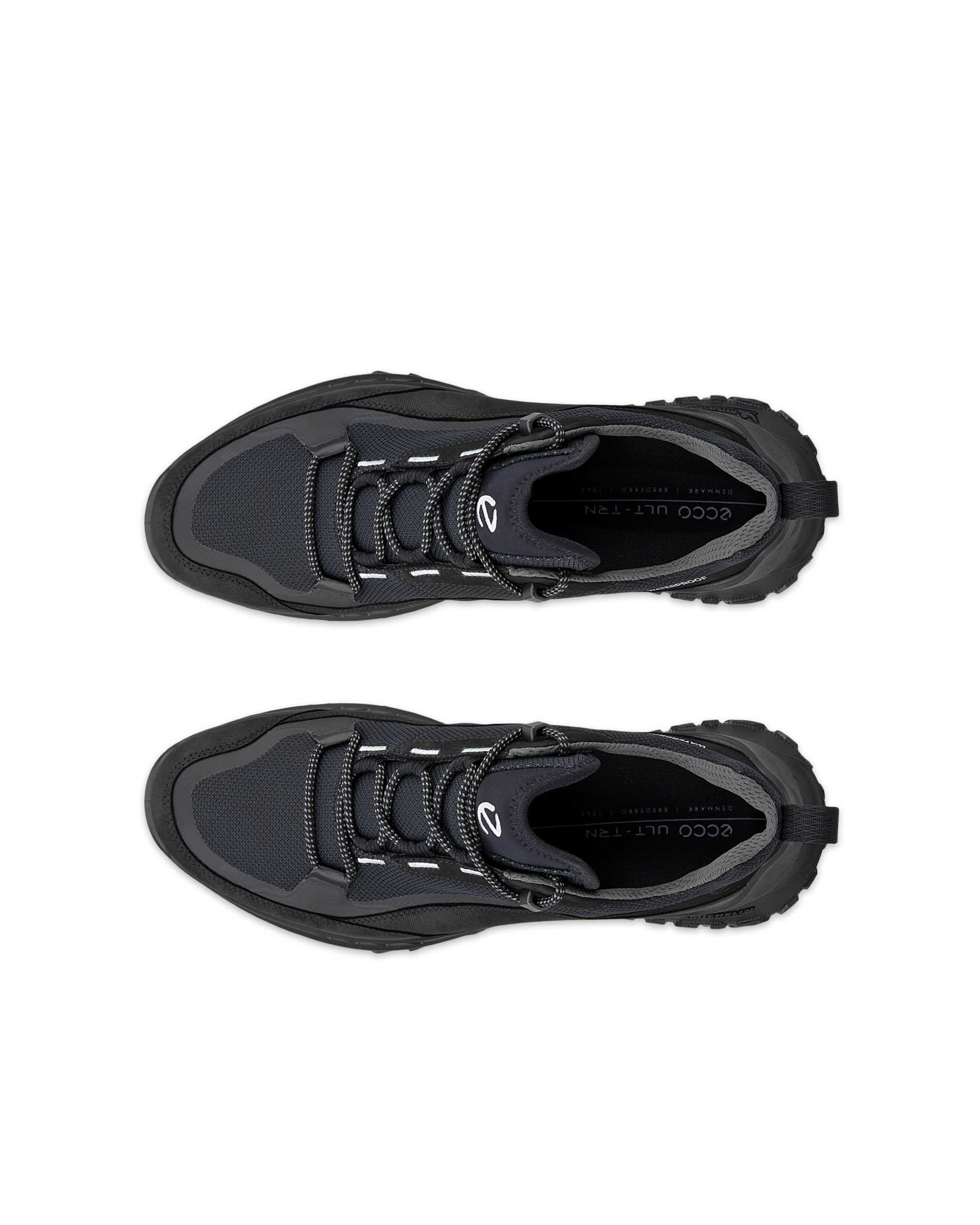 Men's ECCO® ULT-TRN Low Nubuck Waterproof Hiking Shoe - Black - Top left pair