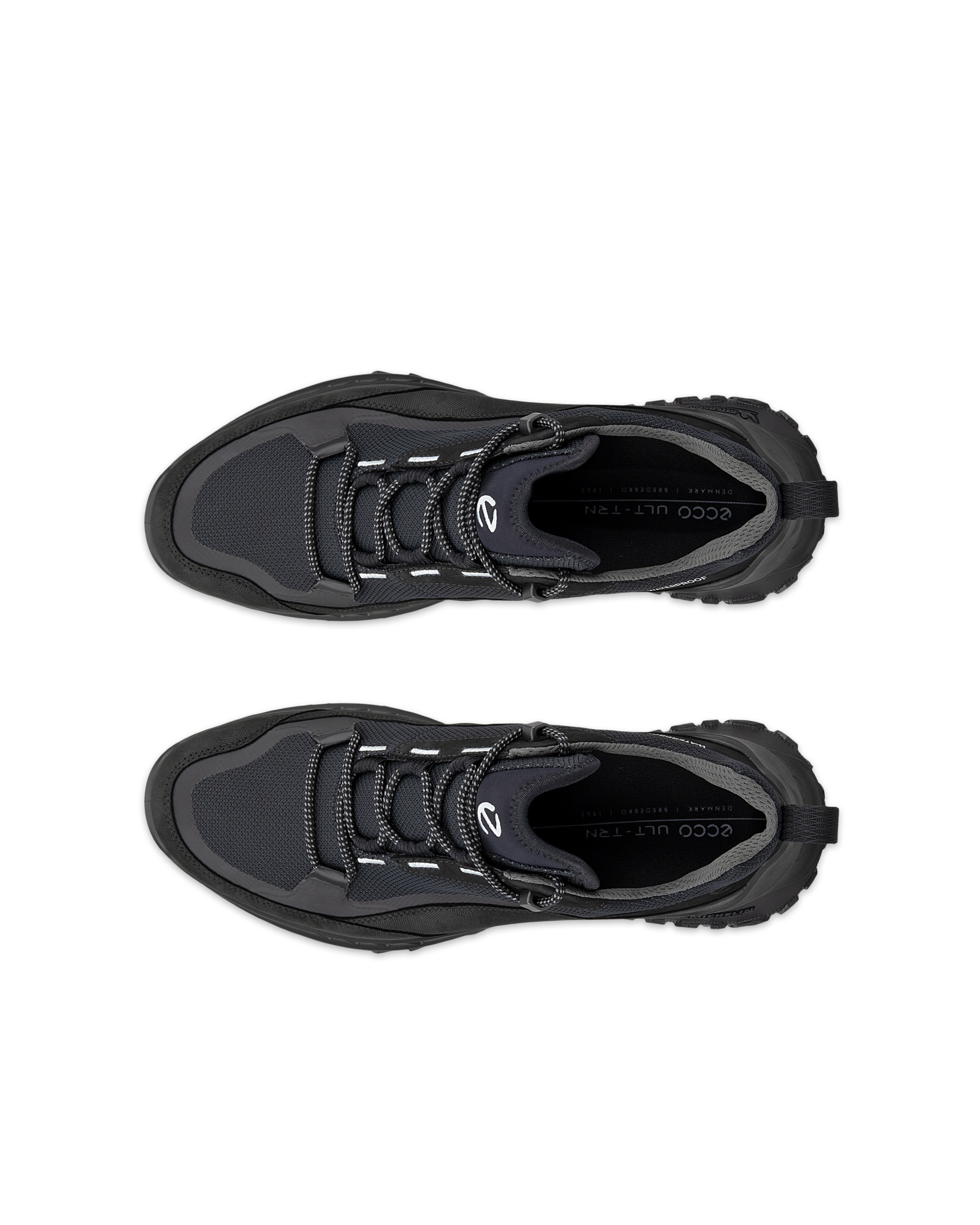 Men's ECCO® ULT-TRN Low Nubuck Waterproof Hiking Shoe - Black - Top left pair