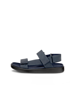 Men's ECCO® Flowt Nubuck Flat Sandal - Blue - Outside