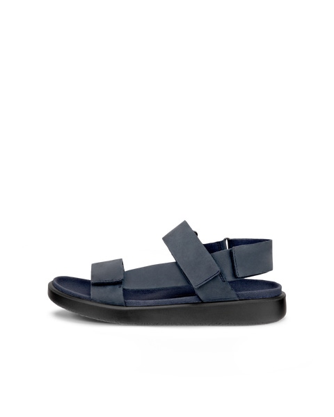 Men s ECCO Flowt Nubuck Flat Sandal Blue