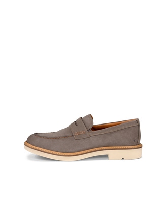 Men's ECCO® Metropole London Nubuck Moc-Toe Shoe - Grey - Outside