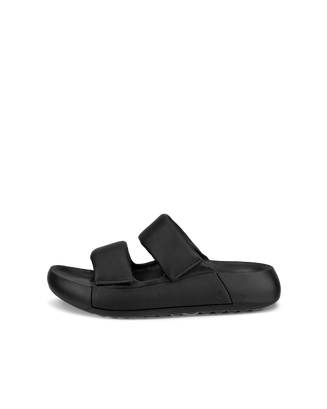 Women's ECCO® Cozmo PF Leather Two Strap Sandal - Black - Outside