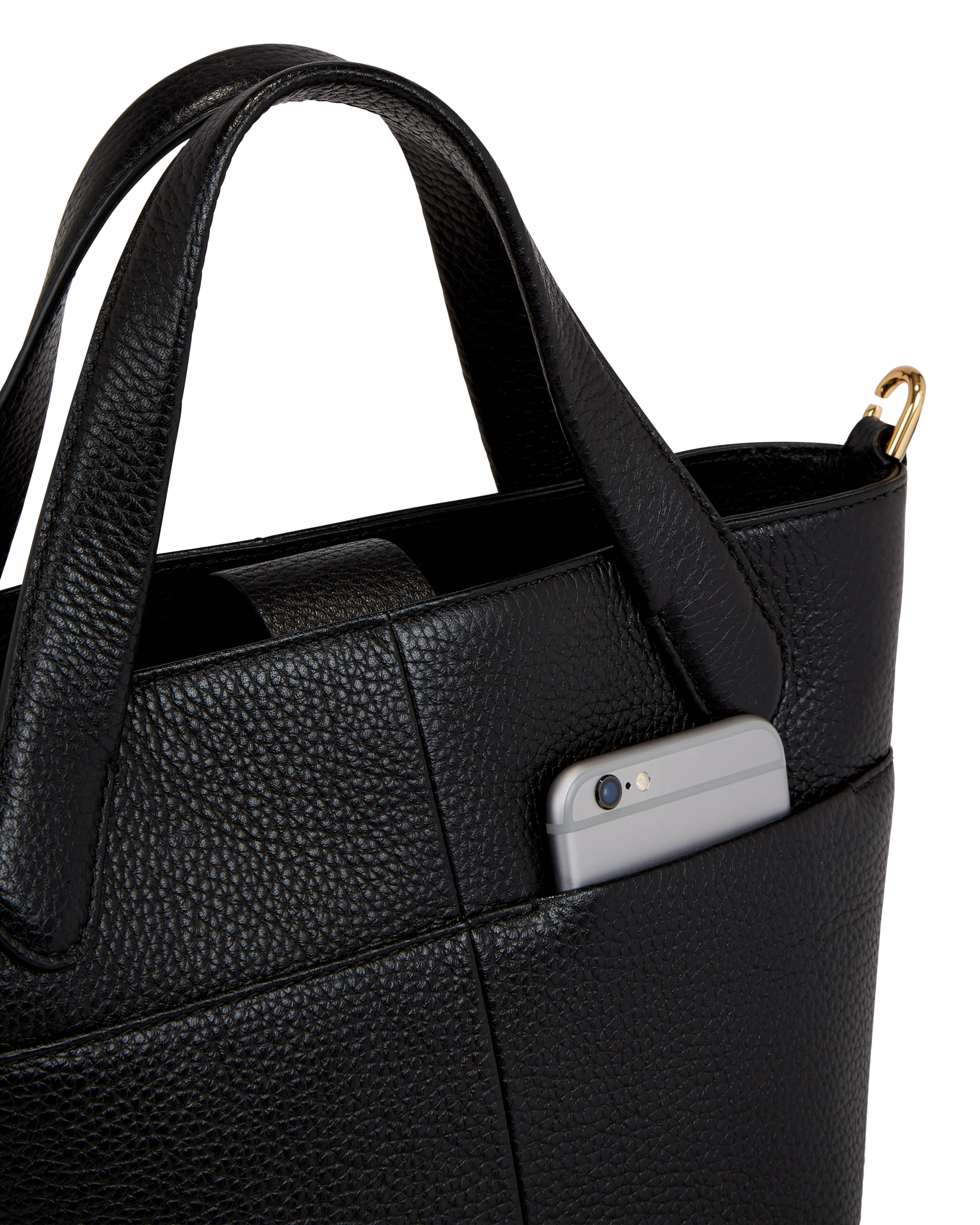 ECCO® Tote S Pebbled sac cabas cuir - Noir - Detail-2