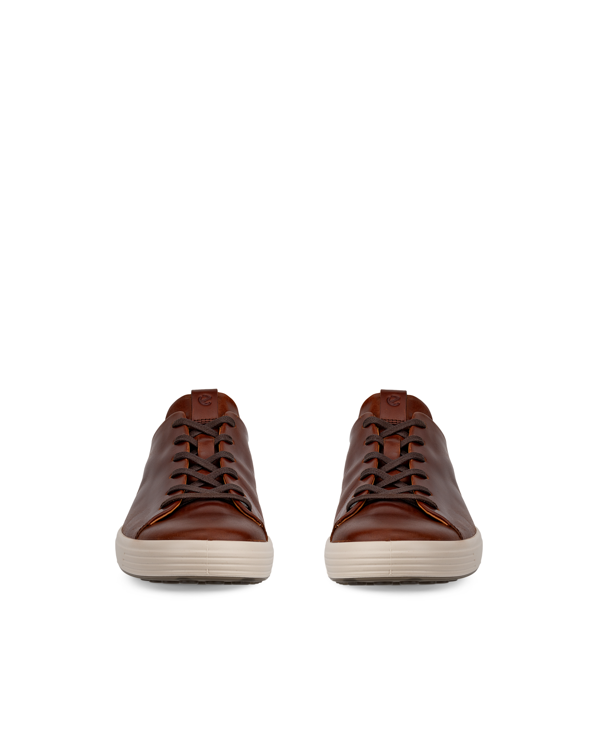 Men's ECCO® Soft 7 Leather Lace-Up Shoe - Brown - Front pair