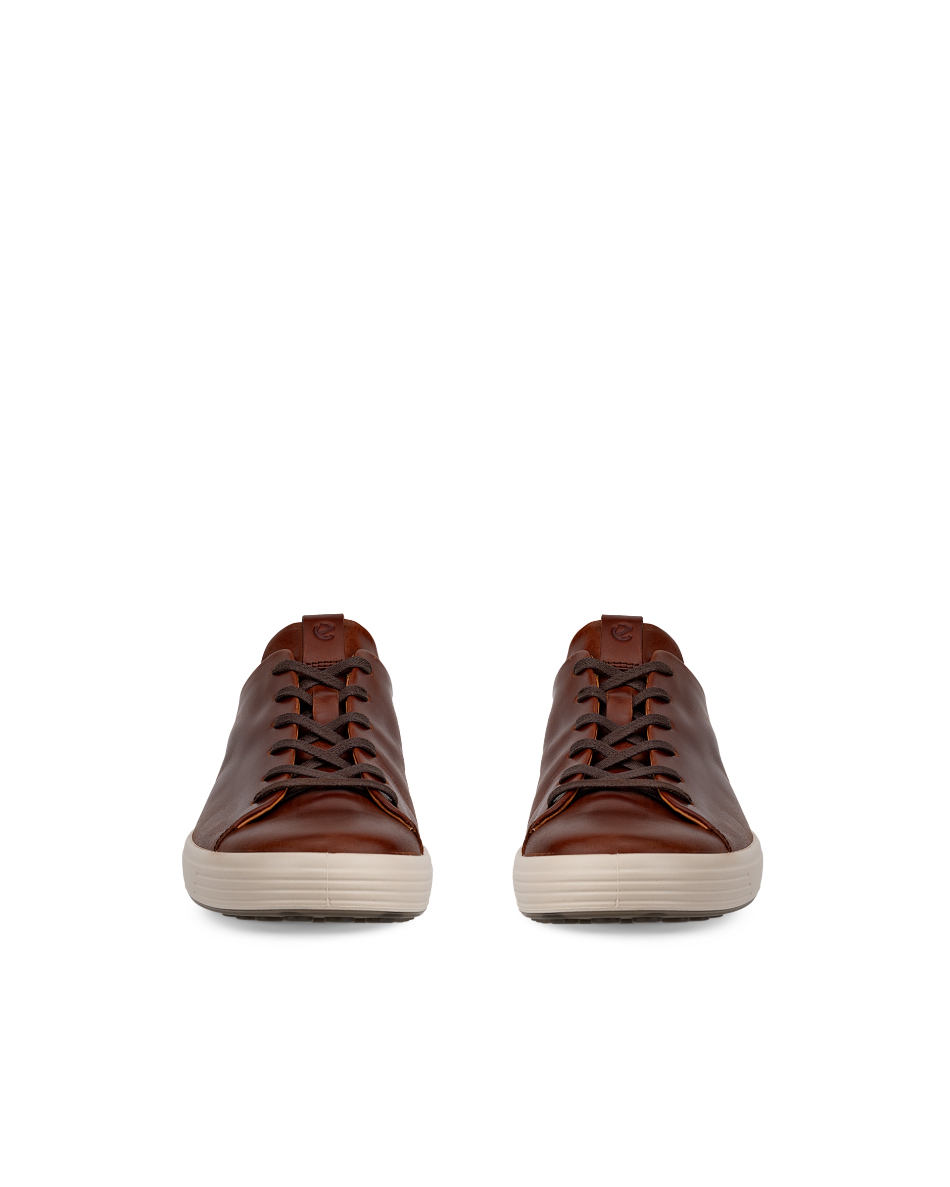 Men's ECCO® Soft 7 Leather Lace-Up Shoe - Brown - Front pair