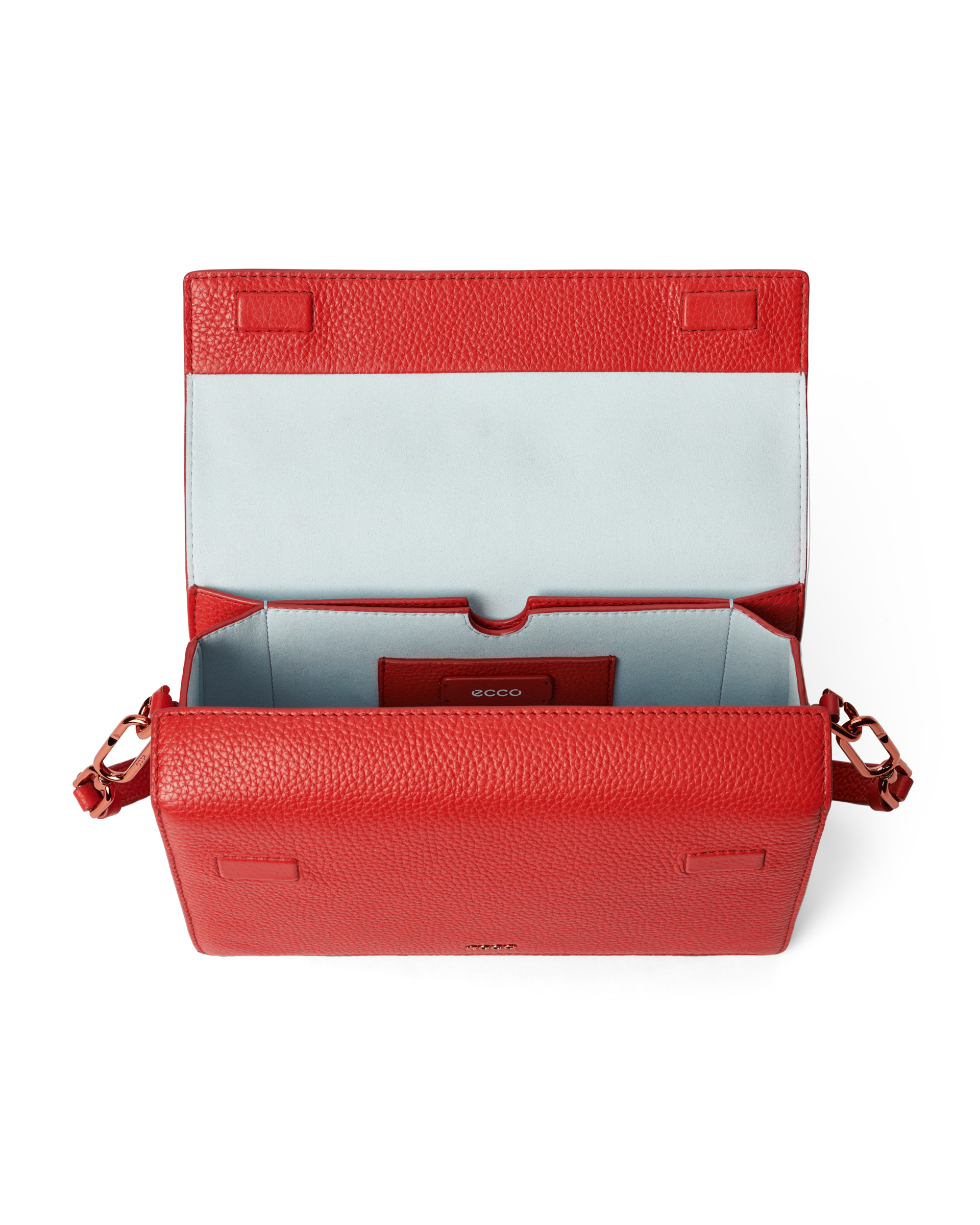 ECCO® Pinch Large Pebbled Leather Crossbody Bag - Red - Inside