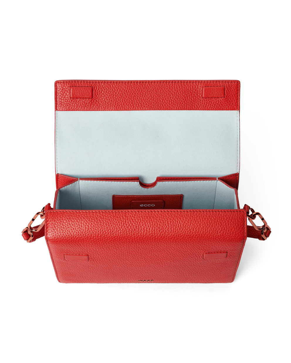 ECCO® Pinch Large Pebbled Leather Crossbody Bag - Red - Inside