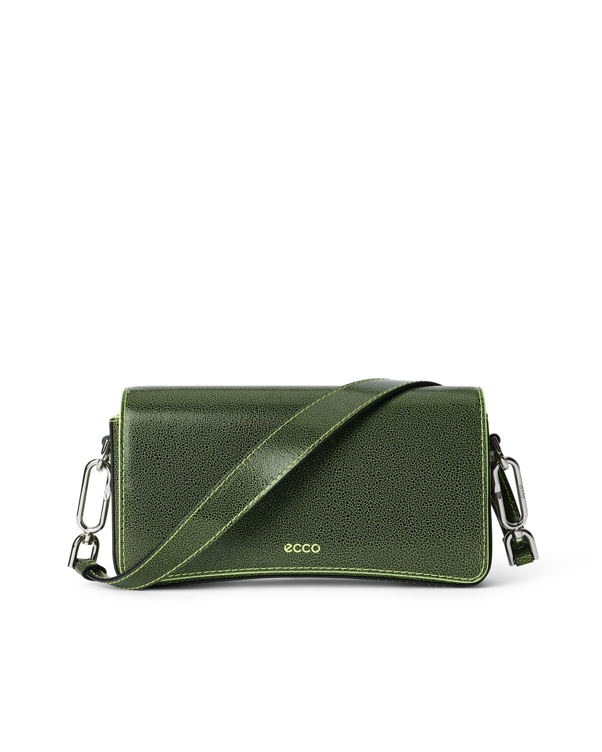 ECCO® Pinch Small Cracked Leather Shoulder Bag - Green - Main