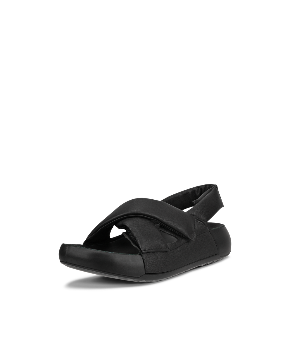 Women's ECCO® Cozmo Platform Leather Sandal - Black - Main