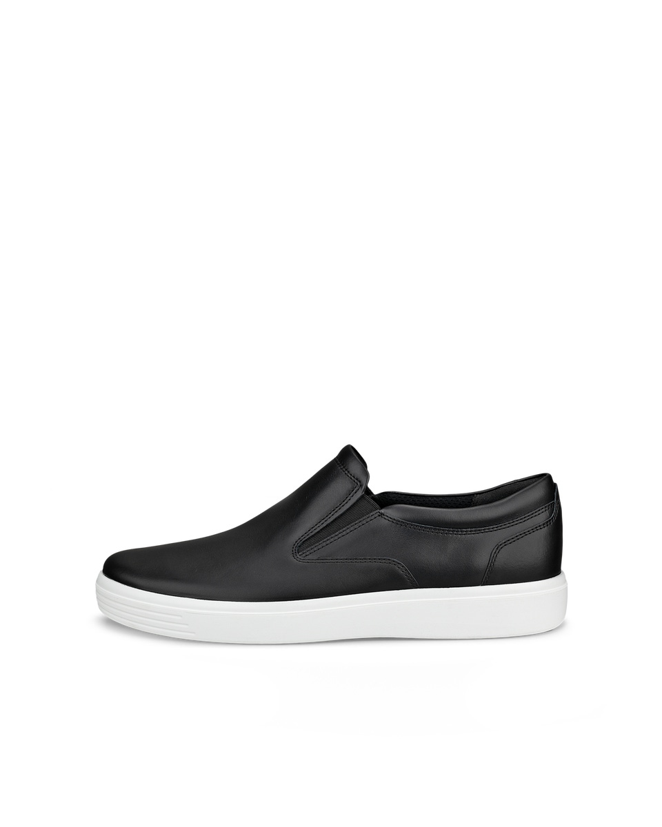 Men s ECCO Soft Classic Leather Slip On Black