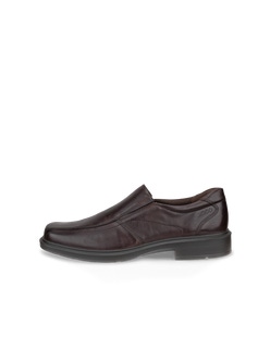 Men's ECCO® Helsinki Classic Leather Slip-On - Brown - Outside