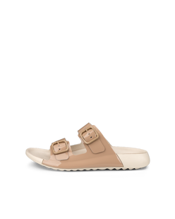 Women's ECCO® Cozmo Leather Two Strap Sandal - Beige - Outside