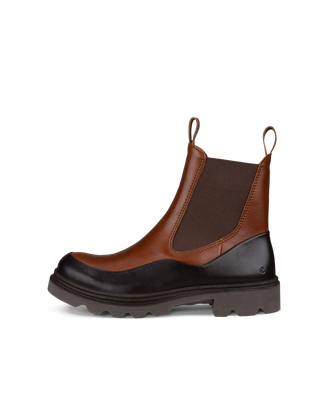 Women's ECCO® Grainer Leather Chelsea Boot - Brown - Outside