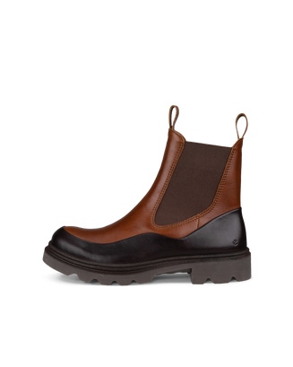 Women's ECCO® Grainer Leather Chelsea Boot - Brown - Outside