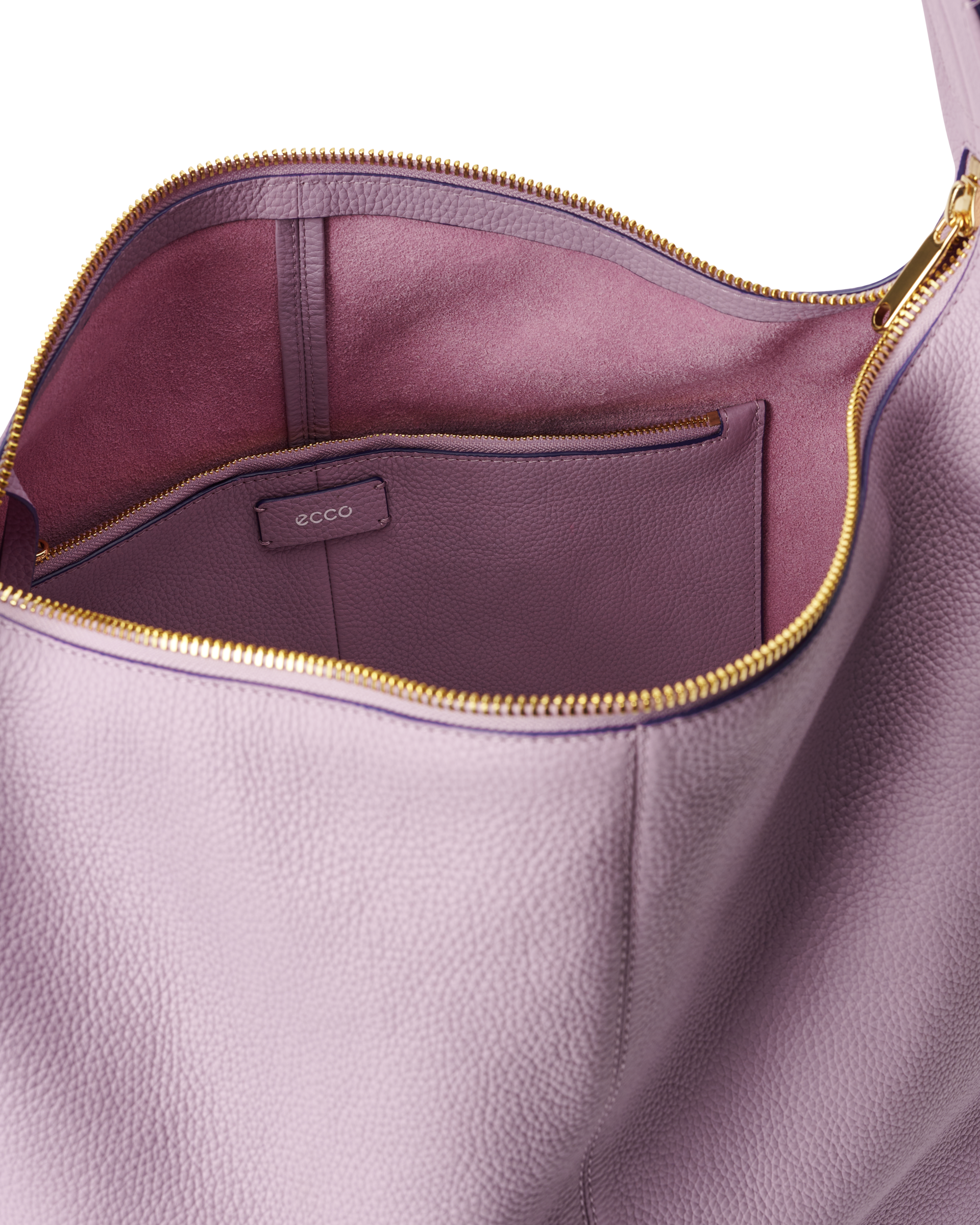 ECCO® Soft Large Pebbled Leather Hobo Bag - Purple - Inside