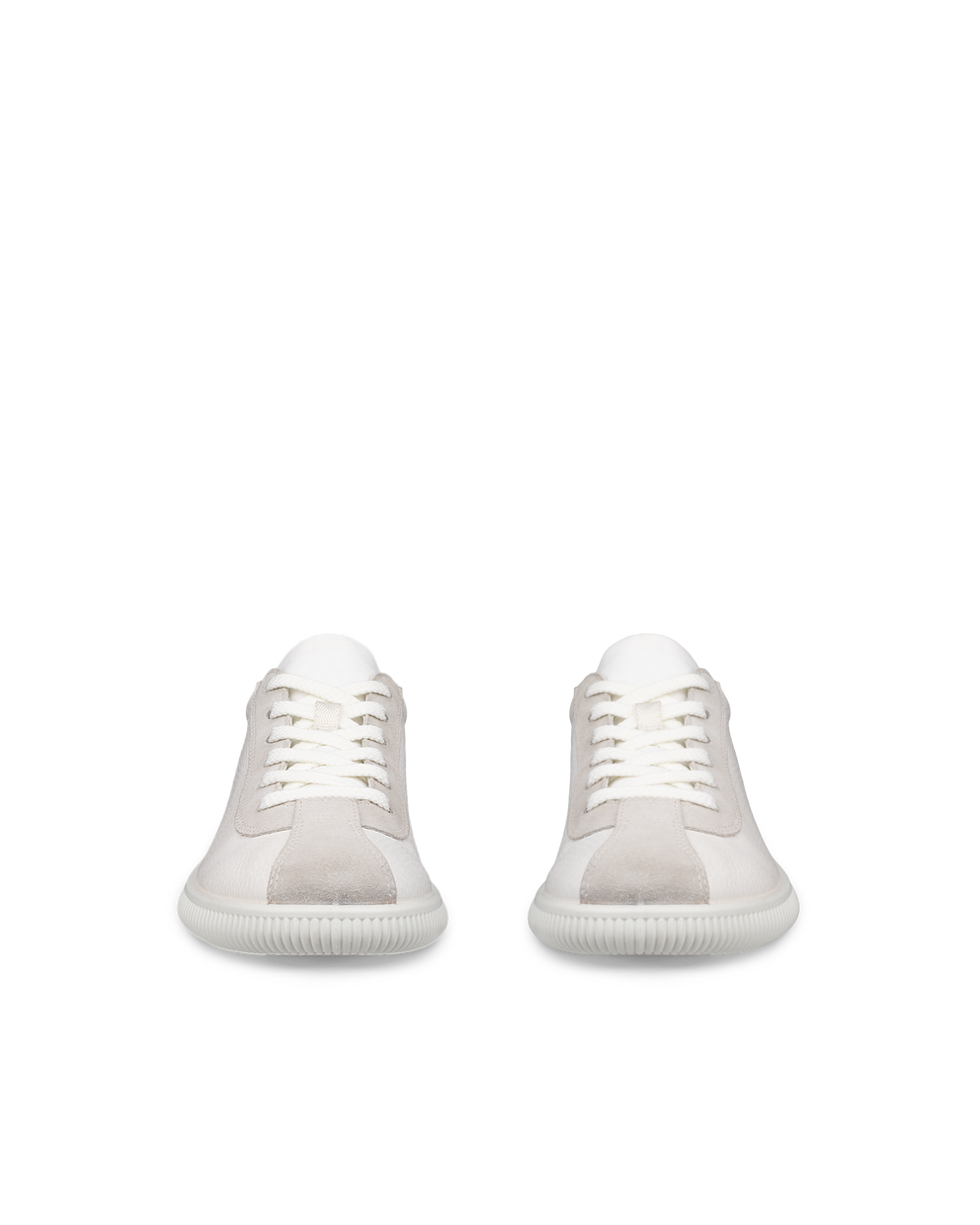 여성용 ECCO® Soft Zero 가죽 트레이너 - White - Front pair