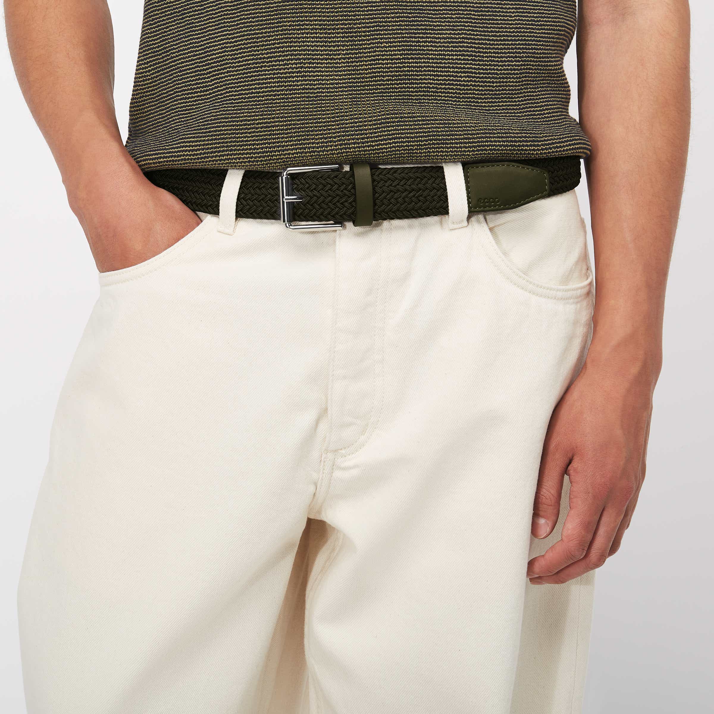 ECCO Belts Formal Braided メンズ テキスタイルフォーマルメッシュベルト - グリーン - Modelshot-1