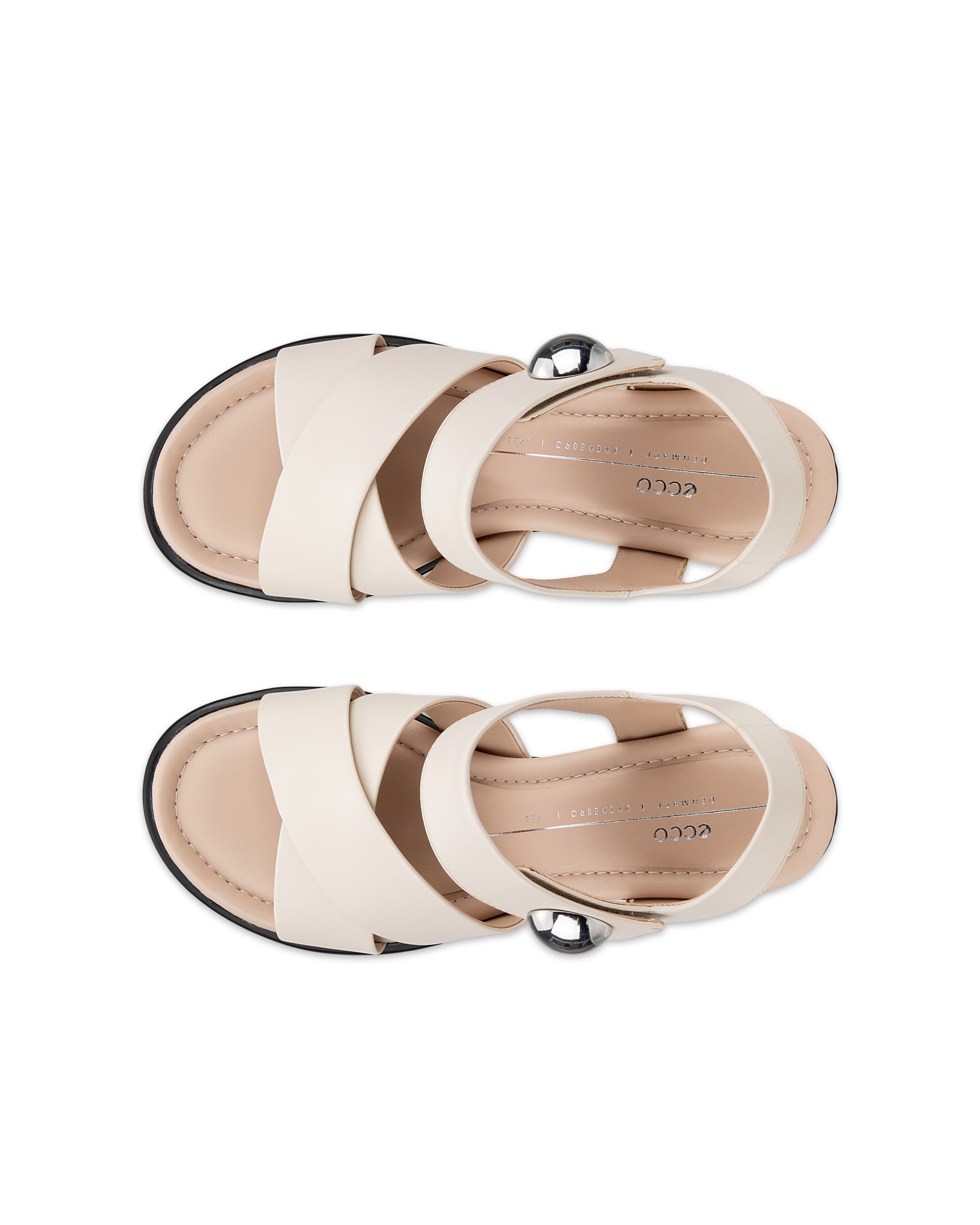 여성용 ECCO® Sculpted Sandal LX 55 가죽 힐 샌들 - Beige - Top left pair