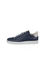 Men's ECCO® Street Lite Leather Sneaker - Blue - Outside