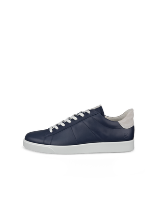 Men's ECCO® Street Lite Leather Sneaker - Blue - Outside