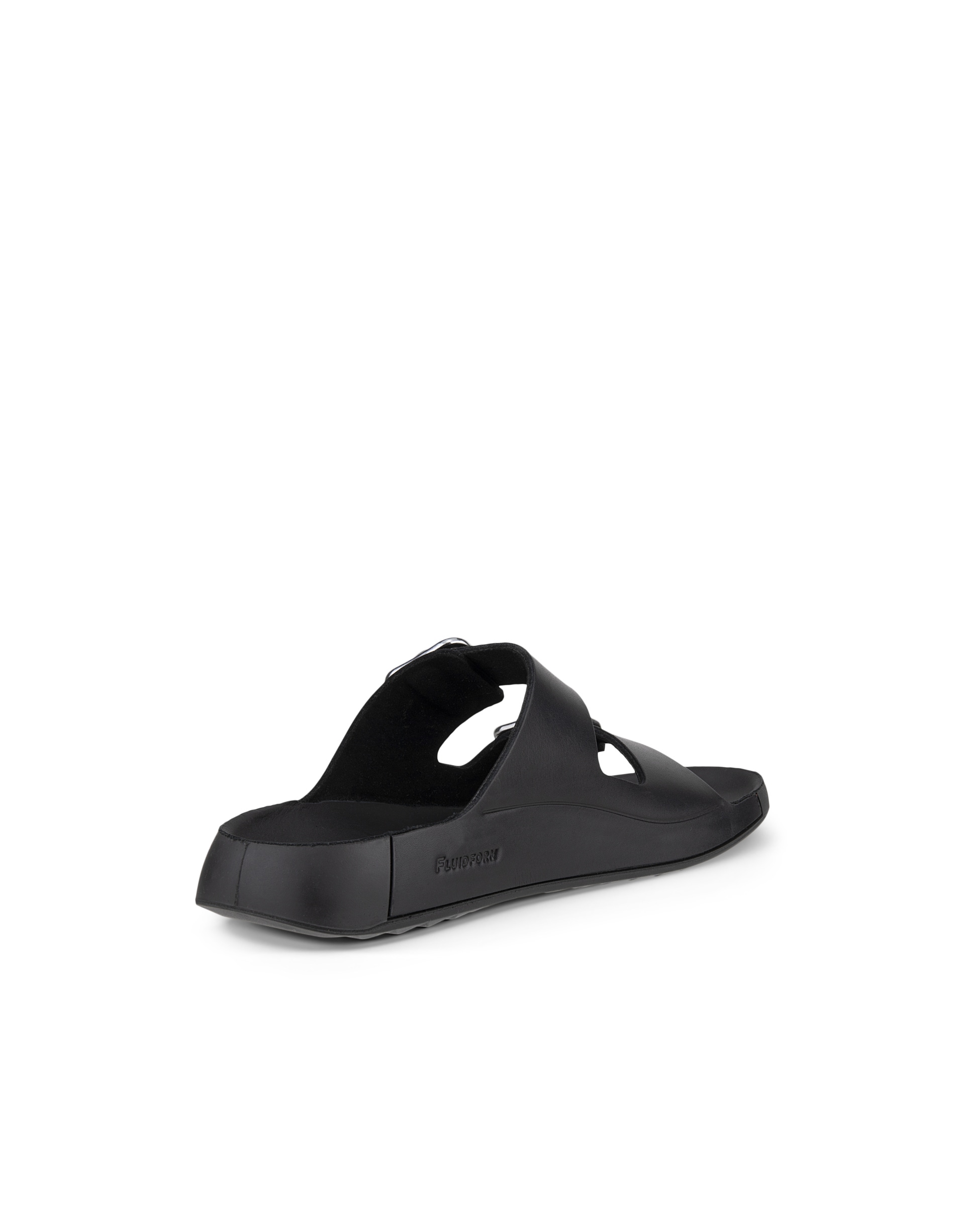 Men's ECCO® Cozmo Leather Buckle Two Strap Sandal  - Black - Back