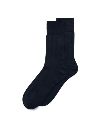 Men's ECCO® Classic Ribbed Mid-Cut Socks - Blue - Main