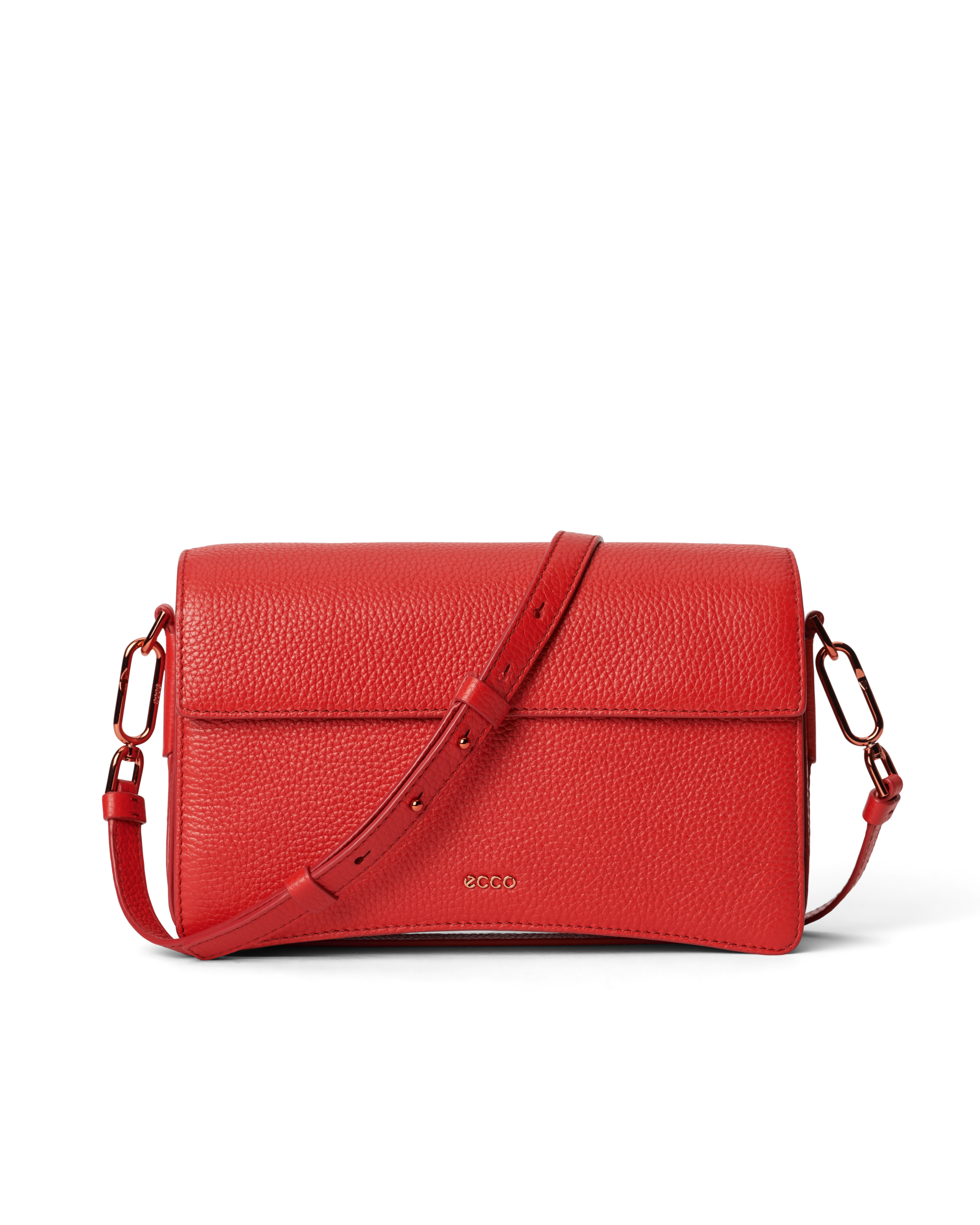 ECCO® Pinch Large Pebbled Leather Crossbody Bag - Red - Main