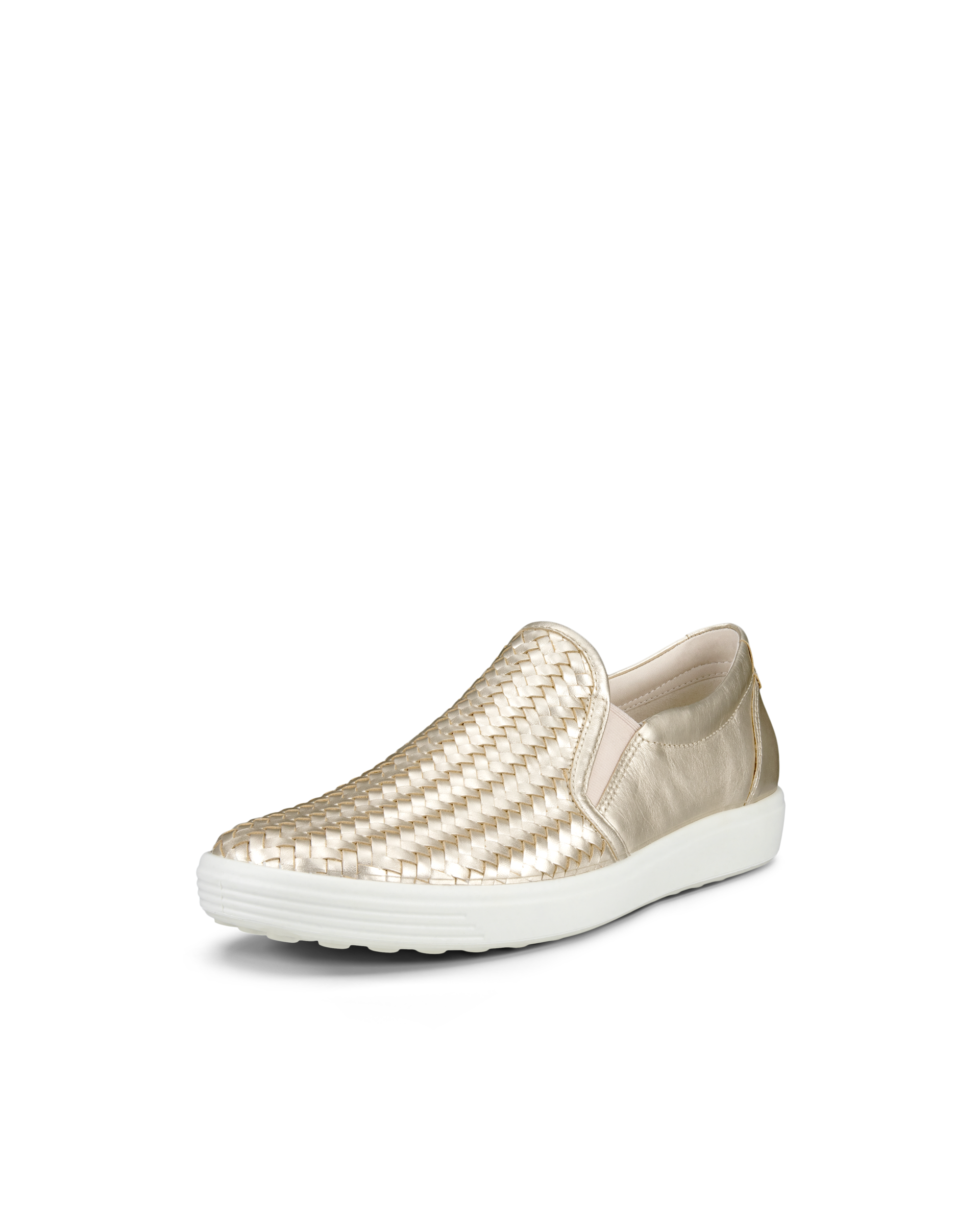 Women's ECCO® Soft 7 Leather Slip-On Sneaker - Gold - Main