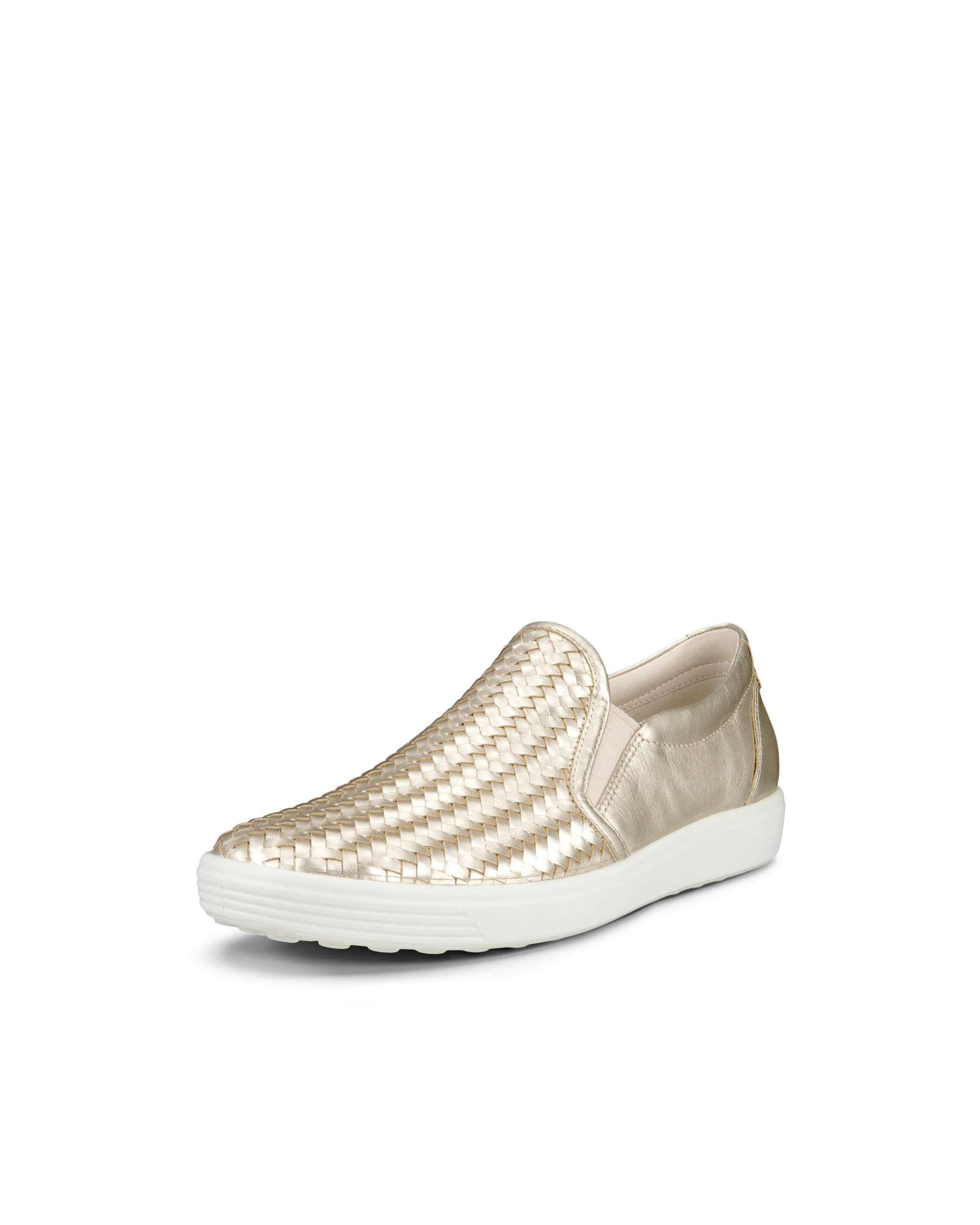 Women's ECCO® Soft 7 Leather Slip-On Sneaker - Gold - Main