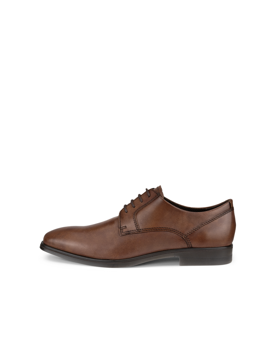 ECCO Men's Queenstown Plain-toe Derby Shoes - Brown - Outside