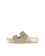 Women's ECCO® Cozmo Leather Two Strap Sandal - Beige - Outside