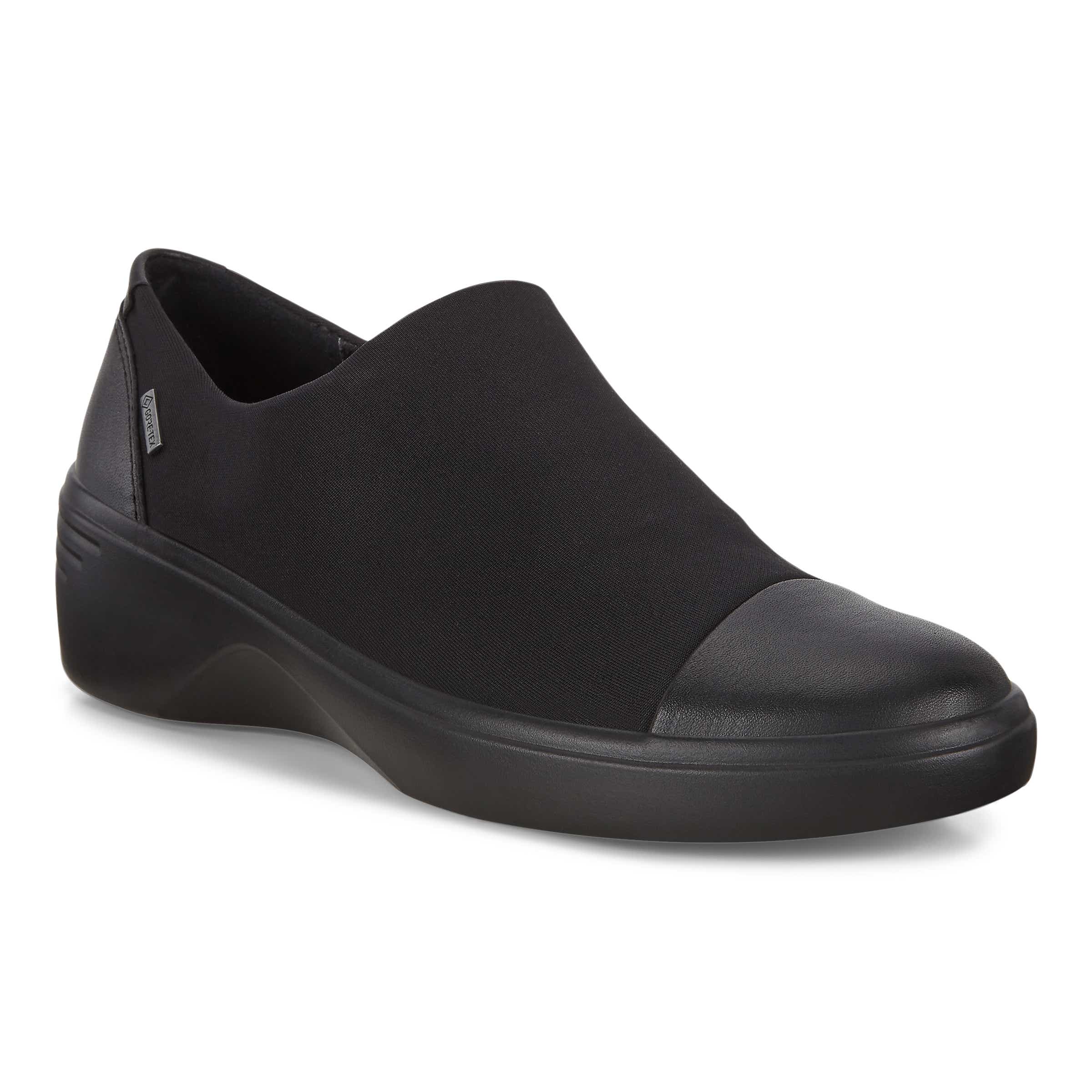 ECCO Soft 7 Wedge ウィメンズ レザーGore-Texウェッジソールスリッポン - 黒 - Main