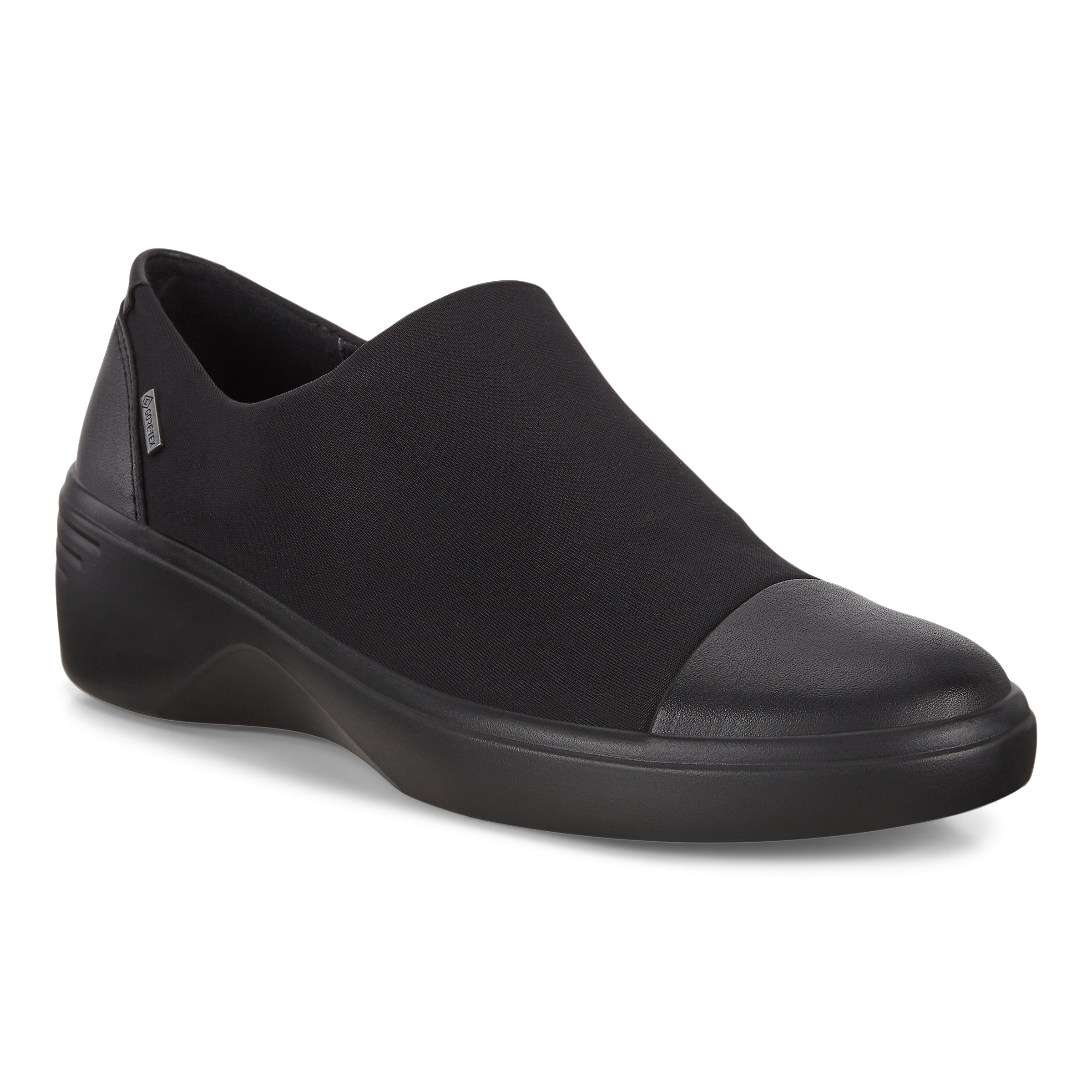 ECCO Soft 7 Wedge ウィメンズ レザーGore-Texウェッジソールスリッポン - 黒 - Main