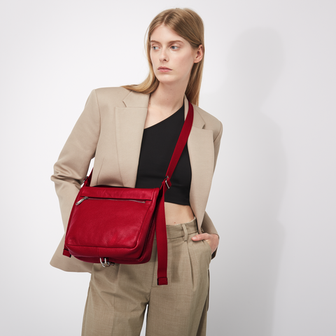 ECCO® Textureblock Leather Crossbody Bag | Red