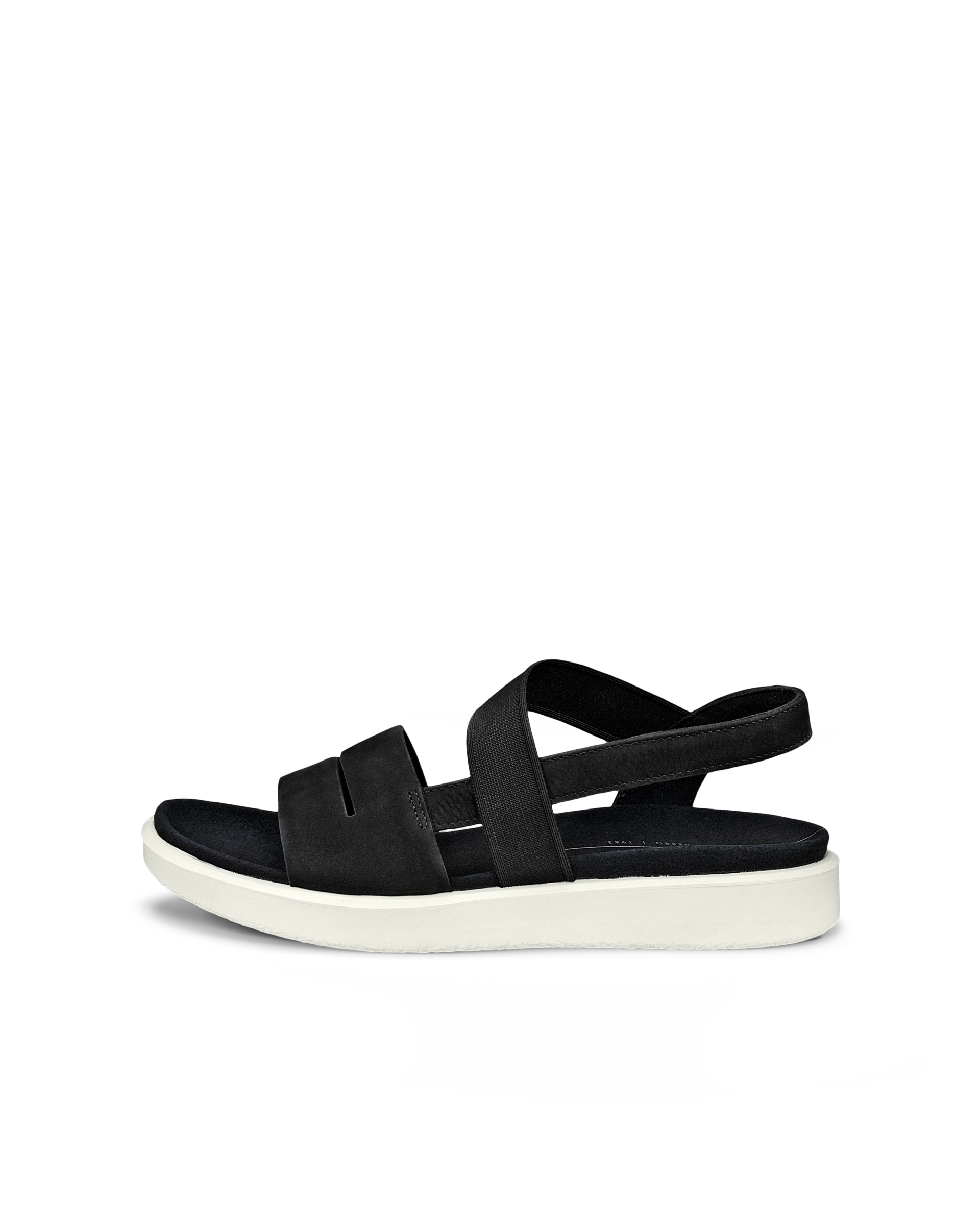 Women's ECCO® Yuma Nubuck Flat Sandal - Black - Outside