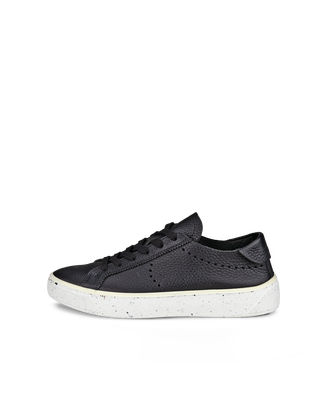 Women's ECCO® Street Tray Leather Sneaker - Black - Outside