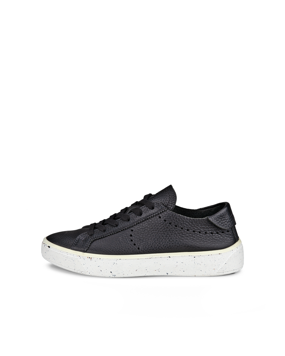 Women's ECCO® Street Tray Leather Sneaker - Black - Outside