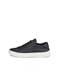 Women's ECCO® Street Tray Leather Sneaker - Black - Outside